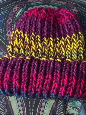Neon Multicolor Knit Beanie Hat